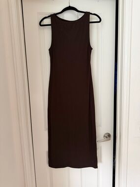 H&M Sleeveless Chocolate Brown Midi Dress